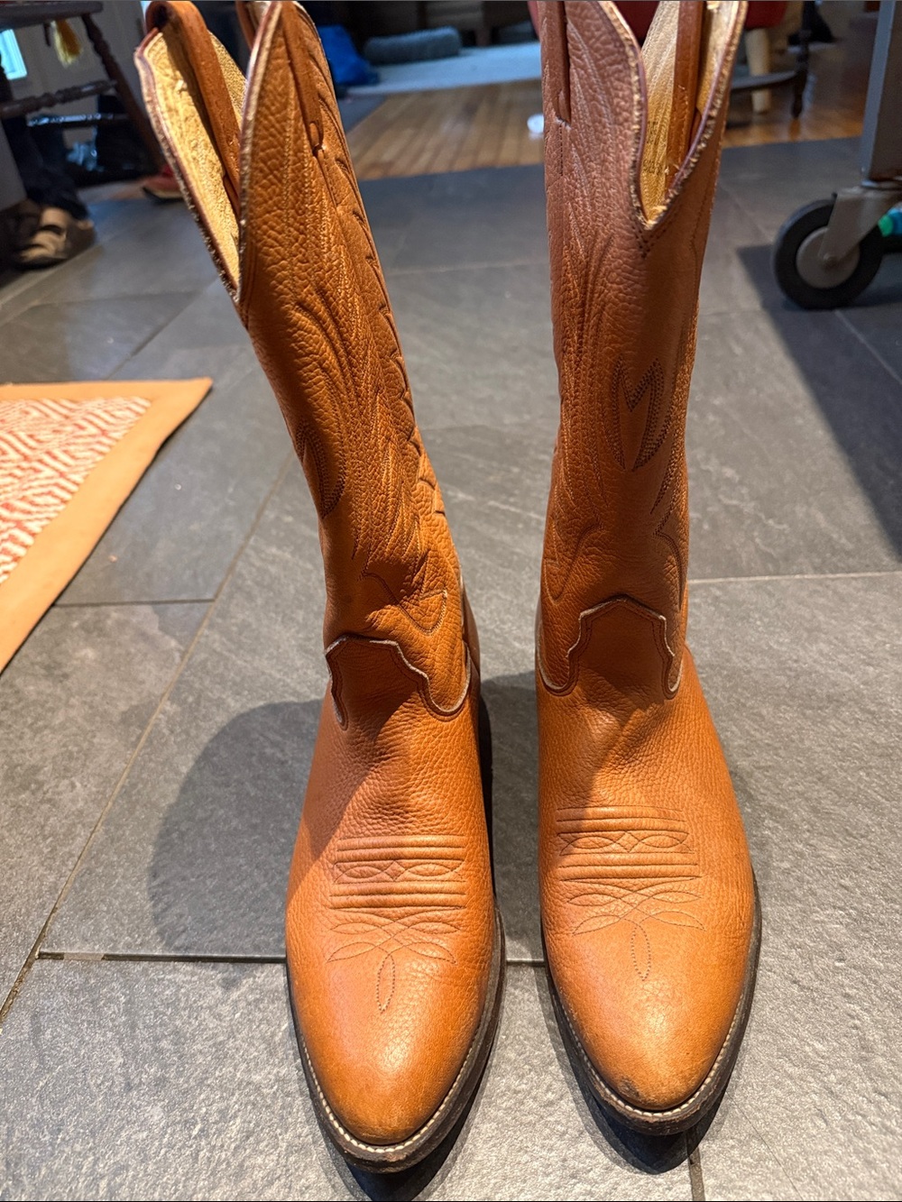 Vintage Nocona Cognac Western Leather Cowboy Boots - Picture 2 of 12
